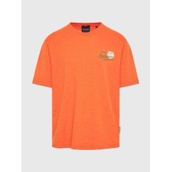 Ανδρικό Relaxed fit t-shirt με τύπωμα στην πλάτη FBM009-039-04 ORANGE