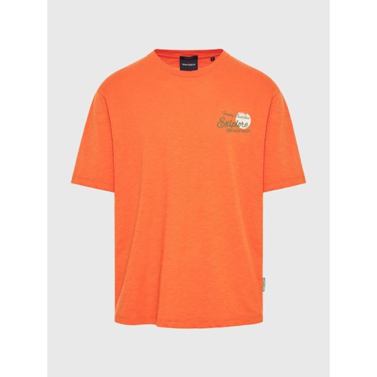 Ανδρικό Relaxed fit t-shirt με τύπωμα στην πλάτη FBM009-039-04 ORANGE
