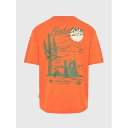Ανδρικό Relaxed fit t-shirt με τύπωμα στην πλάτη FBM009-039-04 ORANGE