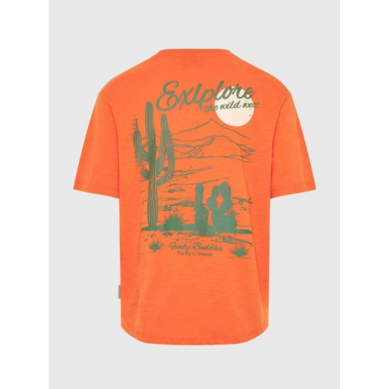 Ανδρικό Relaxed fit t-shirt με τύπωμα στην πλάτη FBM009-039-04 ORANGE