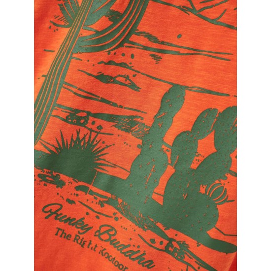 Ανδρικό Relaxed fit t-shirt με τύπωμα στην πλάτη FBM009-039-04 ORANGE