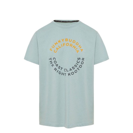 Ανδρικό T-shirt με text artwork τύπωμα στο στήθος FBM009-089-04 AQUA GREY