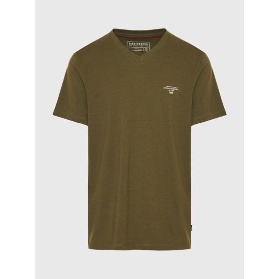 Ανδρικό T-shirt με Λαιμόκοψη Τύπου V FBM009-002-04 KHAKI 