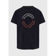 Ανδρικό T-shirt με text artwork τύπωμα στο στήθος FBM009-089-04 BLACK