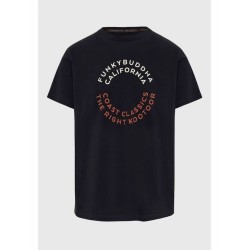 Ανδρικό T-shirt με text artwork τύπωμα στο στήθος FBM009-089-04 BLACK