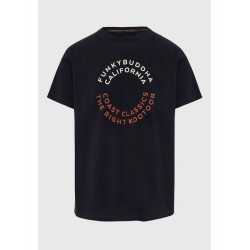 Ανδρικό T-shirt με text artwork τύπωμα στο στήθος FBM009-089-04 BLACK
