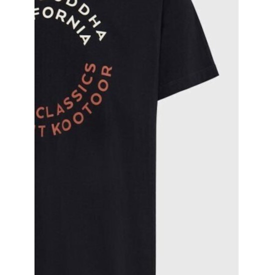 Ανδρικό T-shirt με text artwork τύπωμα στο στήθος FBM009-089-04 BLACK