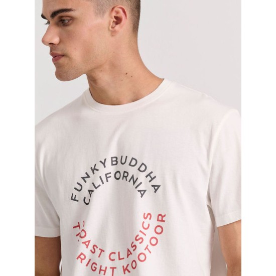 Ανδρικό T-shirt με text artwork τύπωμα στο στήθος FBM009-089-04 OFF WHITE