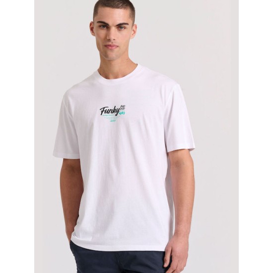 Ανδρικό T-shirt Κοντομάνικο Λευκό Funky Buddha FBM009-035-04 WHITE