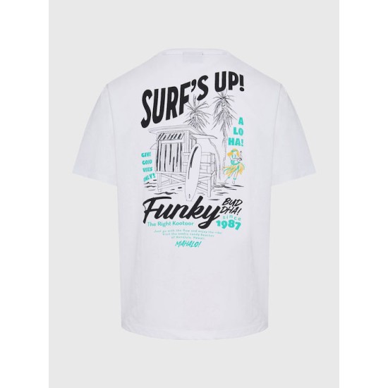 Ανδρικό T-shirt Κοντομάνικο Λευκό Funky Buddha FBM009-035-04 WHITE