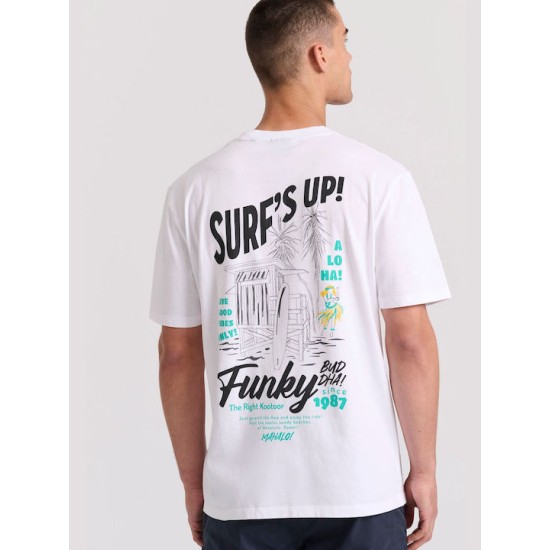 Ανδρικό T-shirt Κοντομάνικο Λευκό Funky Buddha FBM009-035-04 WHITE