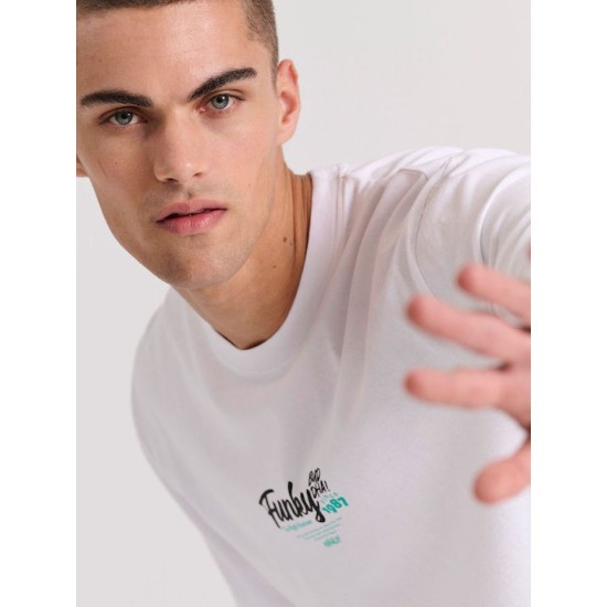 Ανδρικό T-shirt Κοντομάνικο Λευκό Funky Buddha FBM009-035-04 WHITE