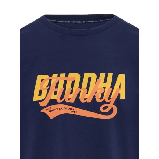 Ανδρικό  T-shirt με Funky Buddha τύπωμα FBM009-040-04 NAVY