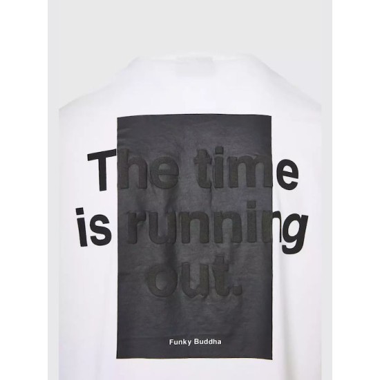 Ανδρικό Relaxed fit t-shirt με τύπωμα στην πλάτη FBM009-022-04 WHITE