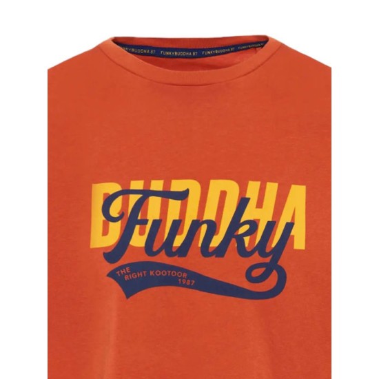 Ανδρικό  T-shirt με Funky Buddha τύπωμα FBM009-040-04 PAPRIKA