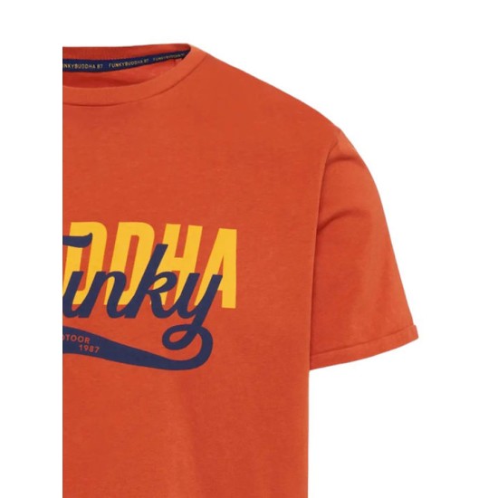 Ανδρικό  T-shirt με Funky Buddha τύπωμα FBM009-040-04 PAPRIKA