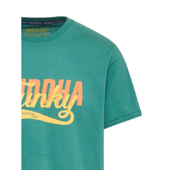 Ανδρικό  T-shirt με Funky Buddha τύπωμα FBM009-040-04 PALM LEAF