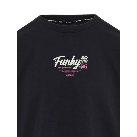 Ανδρικό T-shirt Κοντομάνικο Λευκό Funky Buddha FBM009-035-04 BLACK