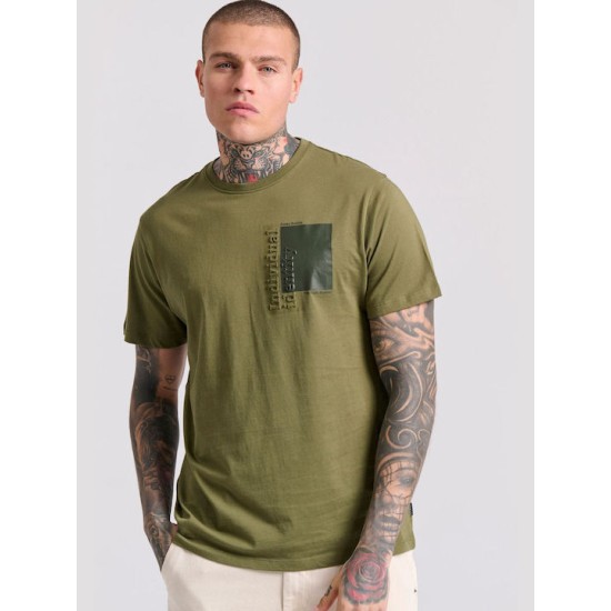Ανδρικό T-shirt με τύπωμα στο στήθος FBM009-023-04 KHAKI