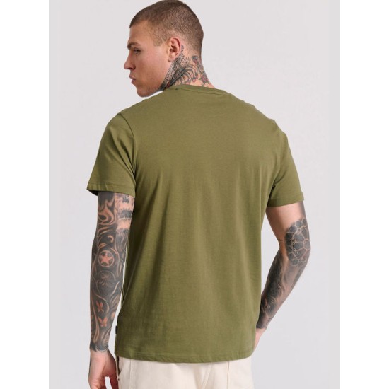 Ανδρικό T-shirt με τύπωμα στο στήθος FBM009-023-04 KHAKI