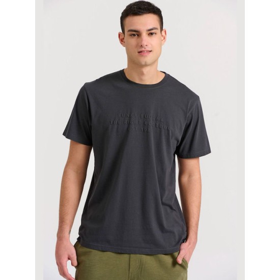  T-shirt με embossed τύπωμα στο στήθος FBM009-026-04 ANTHRACITE