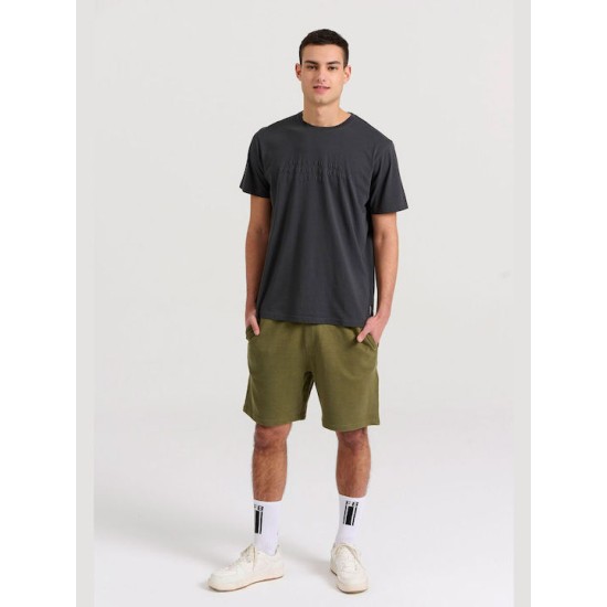  T-shirt με embossed τύπωμα στο στήθος FBM009-026-04 ANTHRACITE