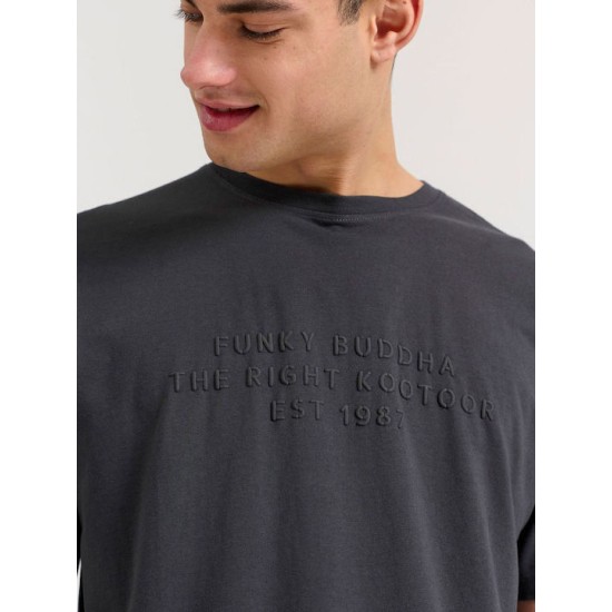  T-shirt με embossed τύπωμα στο στήθος FBM009-026-04 ANTHRACITE