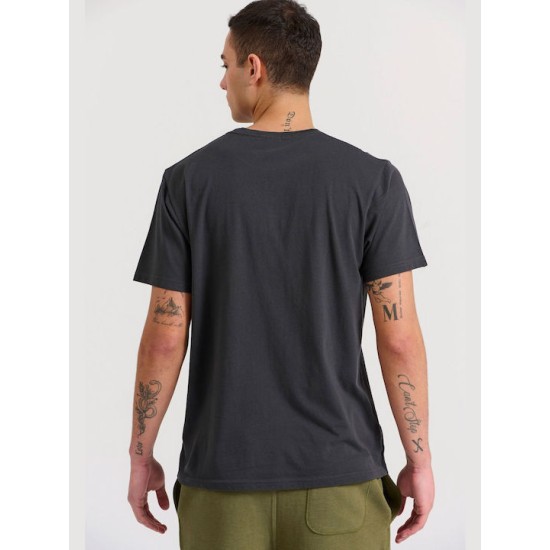  T-shirt με embossed τύπωμα στο στήθος FBM009-026-04 ANTHRACITE
