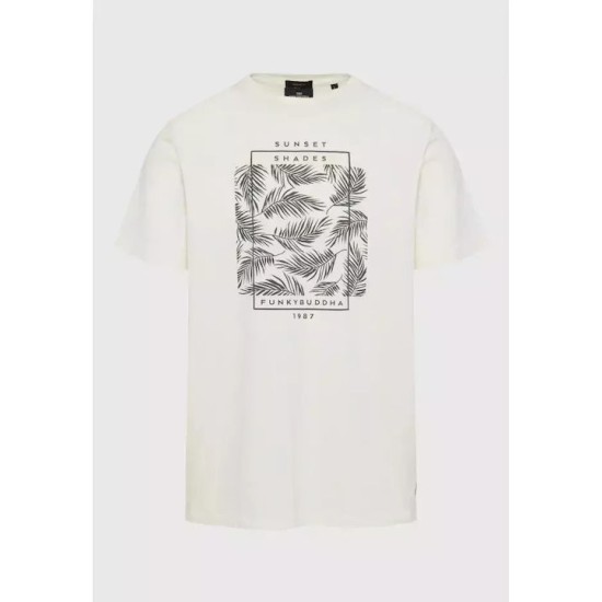 Ανδρικό T-shirt με botanic frame τύπωμα FBM009-065-04 OFF WHITE