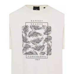Ανδρικό T-shirt με botanic frame τύπωμα FBM009-065-04 OFF WHITE