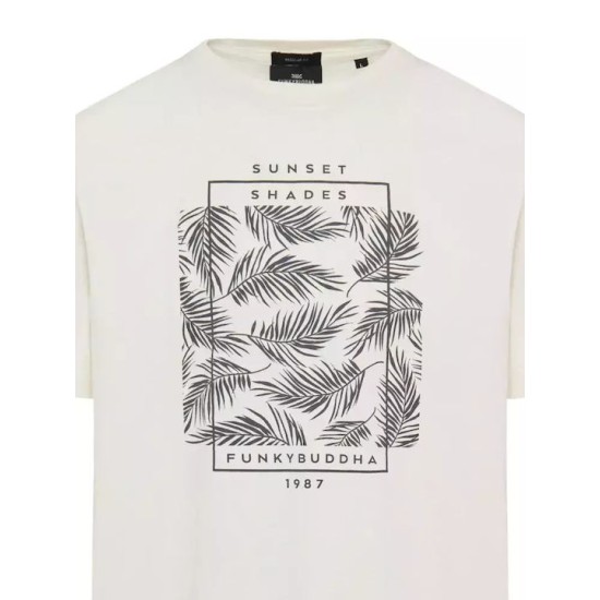 Ανδρικό T-shirt με botanic frame τύπωμα FBM009-065-04 OFF WHITE