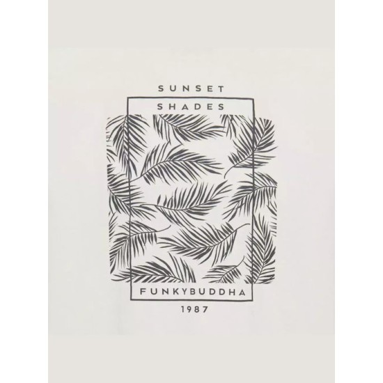 Ανδρικό T-shirt με botanic frame τύπωμα FBM009-065-04 OFF WHITE