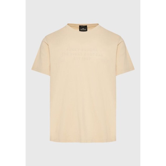  T-shirt με embossed τύπωμα στο στήθος FBM009-026-04 CREAM 