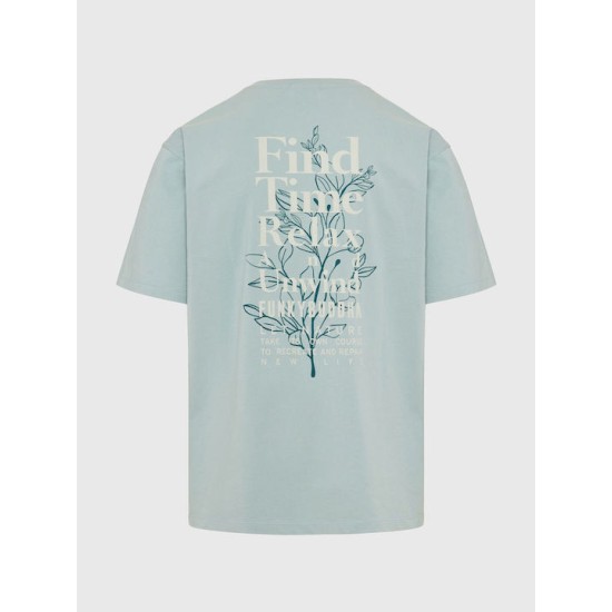 Ανδρικό Relaxed fit t-shirt FUNKY BUDDHA FBM009-057-04 AQUA GREY 