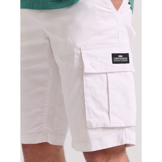 Ανδρική βερμούδα cargo FUNKY BUDDHA FBM009-002-03 WHITE