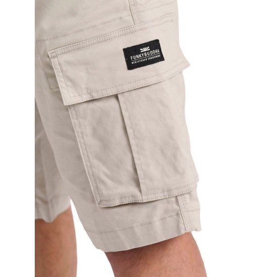 Ανδρική βερμούδα cargo FUNKY BUDDHA FBM009-002-03 SILVER GREY 
