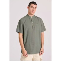 FUNKY BUDDHA FBM011-006-05 KHAKI Πουκαμίσα λινή 