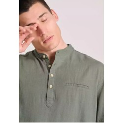 FUNKY BUDDHA FBM011-006-05 KHAKI Πουκαμίσα λινή 