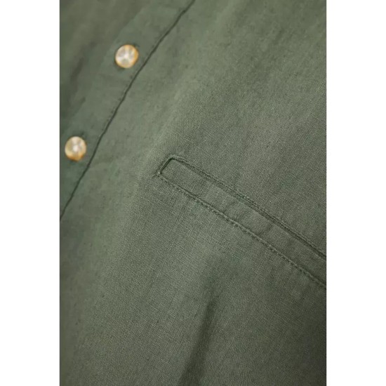 FUNKY BUDDHA FBM011-006-05 KHAKI Πουκαμίσα λινή 