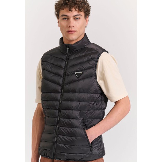 FUNKY BUDDHA FBM011-001-01 BLACK Ανδρικό αμάνικο puffer μπουφάν