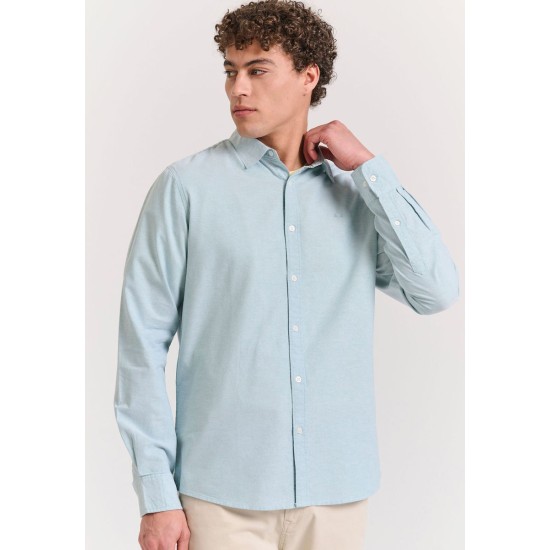 FUNKY BUDDHA FBM011-009-05 LT GREEN MEL Ανδρικό oxford πουκάμισο