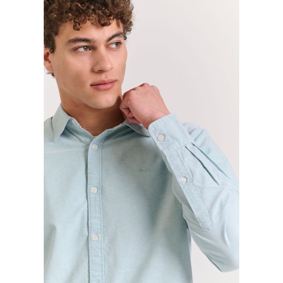 FUNKY BUDDHA FBM011-009-05 LT GREEN MEL Ανδρικό oxford πουκάμισο