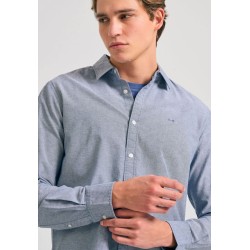 FUNKY BUDDHA FBM011-009-05 NAVY MEL Ανδρικό oxford πουκάμισο