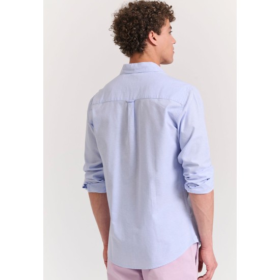 FUNKY BUDDHA FBM011-009-05 SKY BLUE MEL Ανδρικό oxford πουκάμισο