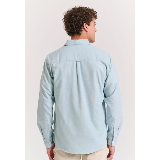 FUNKY BUDDHA FBM011-009-05 LT GREEN MEL Ανδρικό oxford πουκάμισο