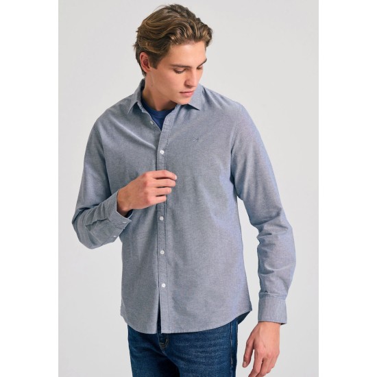 FUNKY BUDDHA FBM011-009-05 NAVY MEL Ανδρικό oxford πουκάμισο