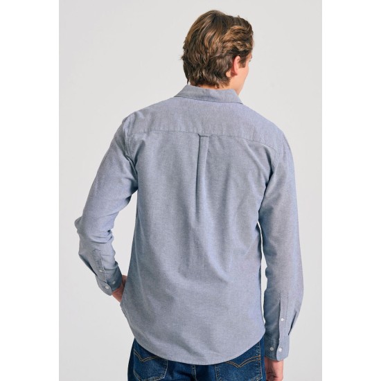 FUNKY BUDDHA FBM011-009-05 NAVY MEL Ανδρικό oxford πουκάμισο