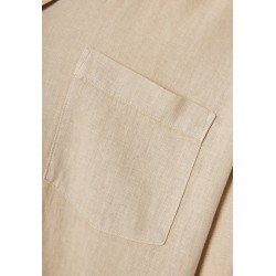 FUNKY BUDDHA FBM011-049-05 SAND Κοντομάνικο Λινό Πουκάμισο σε Φαρδιά Γραμμή 