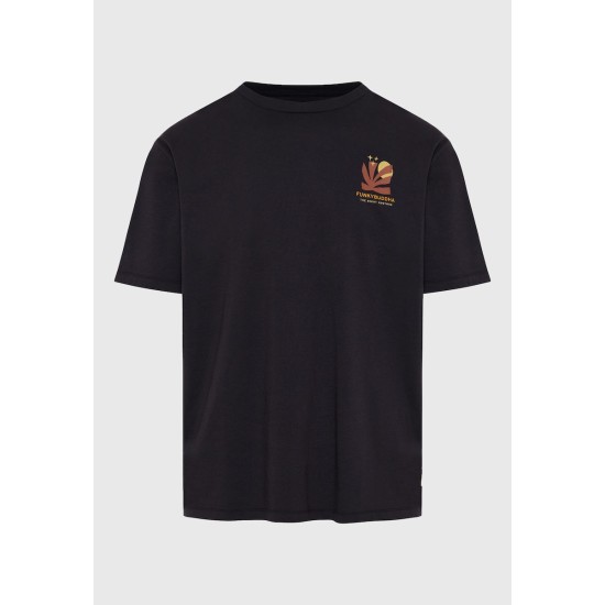 FUNKY BUDDHA FBM011-087-04 ANTHRACITE Oversized t-shirt με graphic τύπωμα στην πλάτη