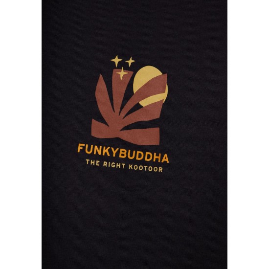 FUNKY BUDDHA FBM011-087-04 ANTHRACITE Oversized t-shirt με graphic τύπωμα στην πλάτη